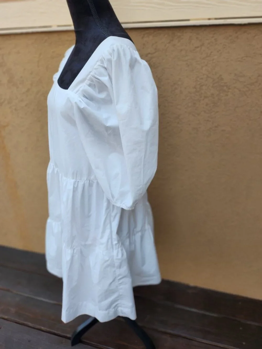 En Saison White Puff Sleeve Tiered Poplin Dress XS NWOT - Picture 6 of 12